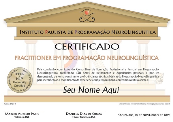 Certificado de Formação Practitioner em PNL